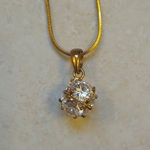 Necklace with cubic zirconia studded ball
